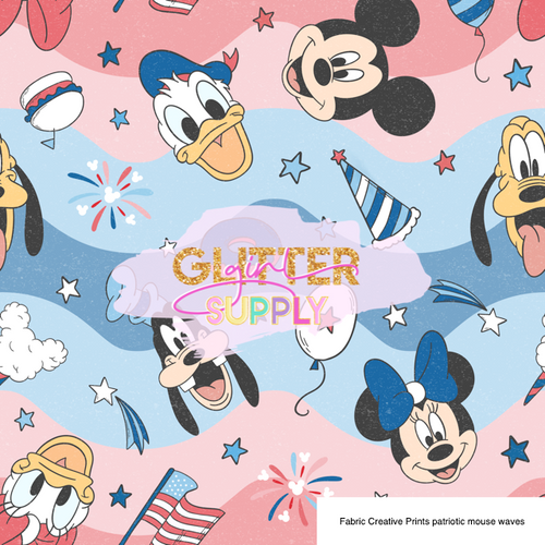 Fabric Creative Prints patriotic mouse waves