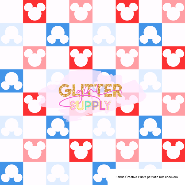 Fabric Creative Prints patriotic rwb checkers