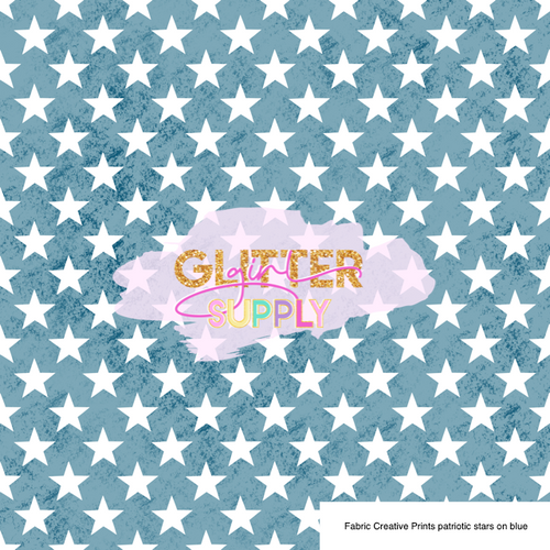 Fabric Creative Prints patriotic stars on blue