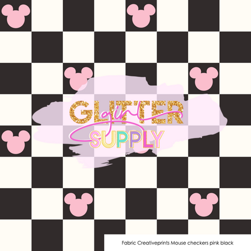 Fabric Creativeprints Mouse checkers pink black