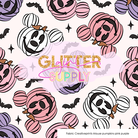 Fabric Creativeprints Mouse pumpkins pink purple