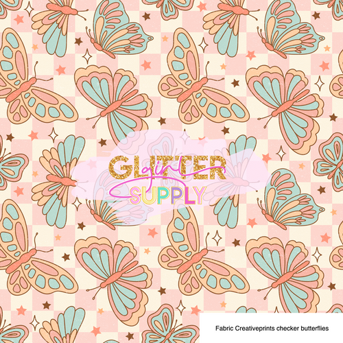 Fabric Creativeprints checker butterflies