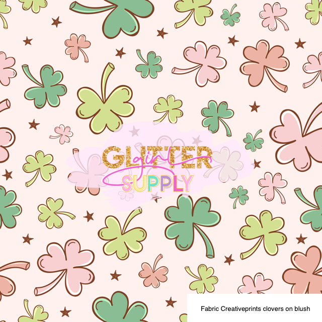Fabric Creativeprints clovers on blush