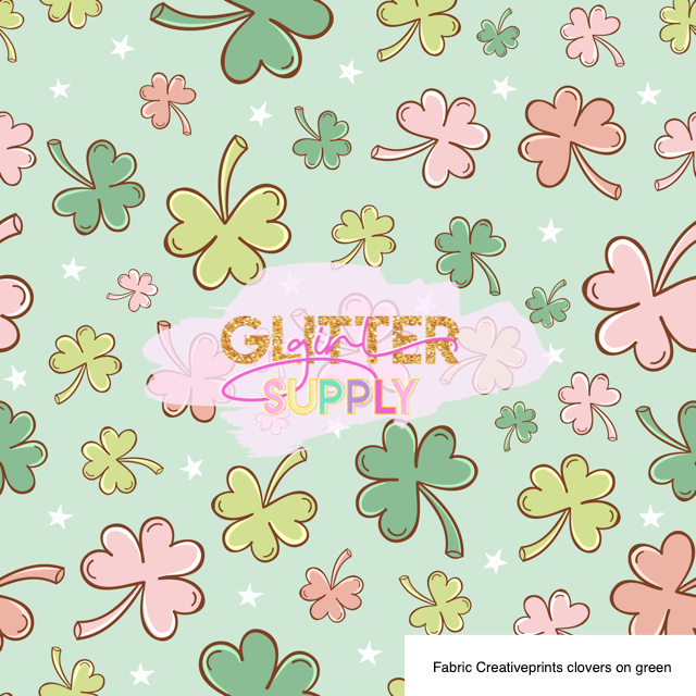 Fabric Creativeprints clovers on green