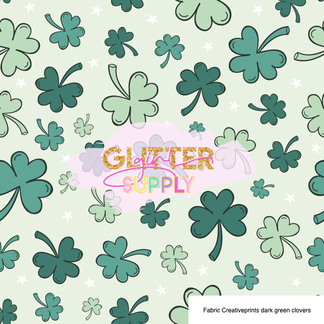 Fabric Creativeprints dark green clovers
