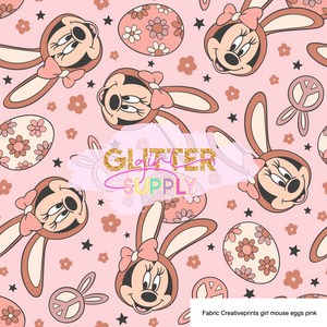 Fabric Creativeprints girl mouse eggs pink