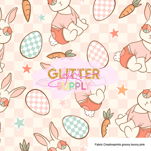 Fabric Creativeprints groovy bunny pink