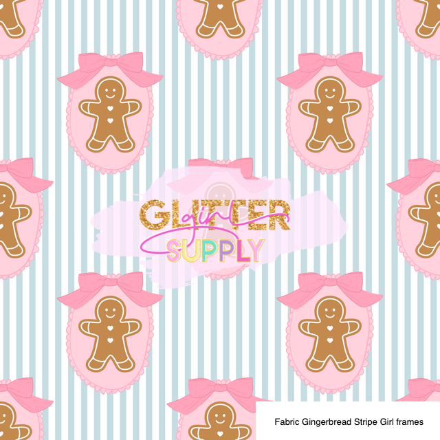 Fabric Gingerbread Stripe Girl frames