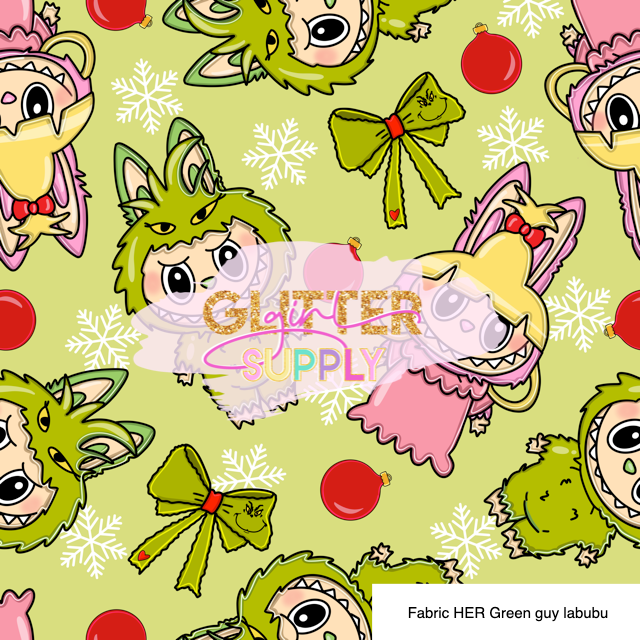 Fabric HER Green guy labubu
