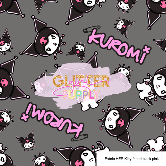 Fabric HER Kitty friend black pink