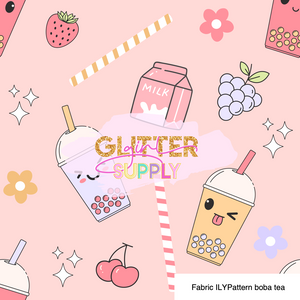 Fabric ILYPattern boba tea