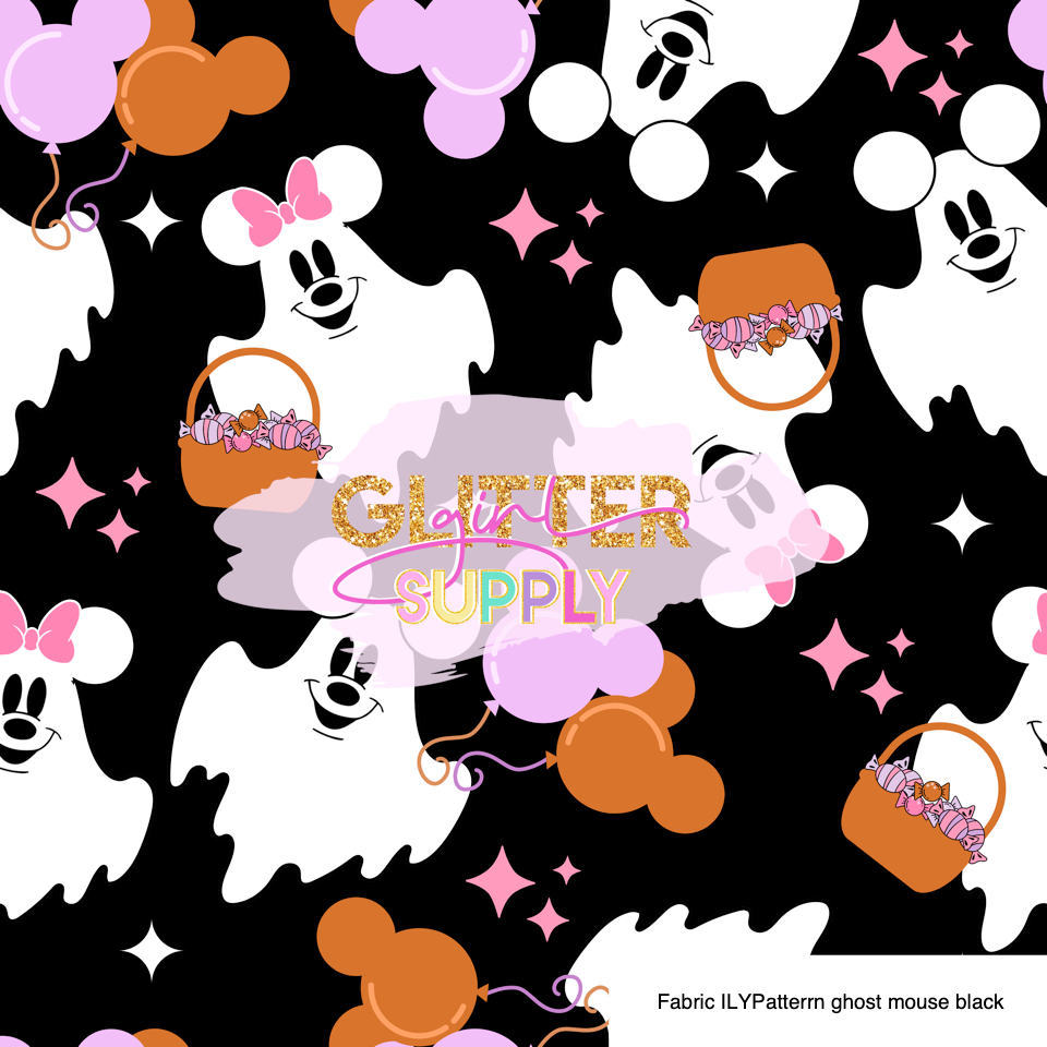 Fabric ILYPatterrn ghost mouse black