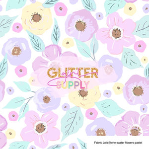 Fabric JulieStorie easter flowers pastel