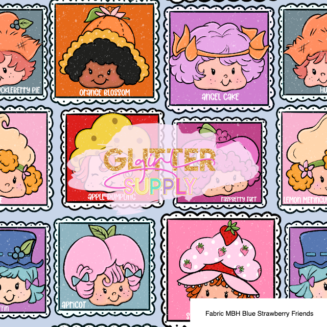 Fabric MBH Blue Strawberry Friends