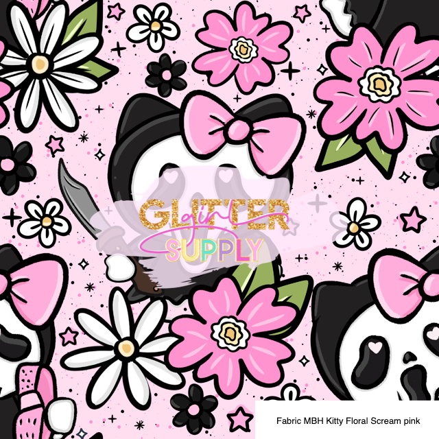 Fabric MBH Kitty Floral Scream pink