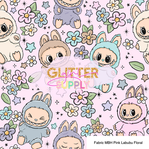 Fabric MBH Pink Labubu Floral