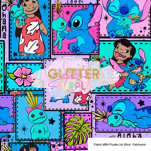 Fabric MBH Purple Lilo Stitch  Patchwork