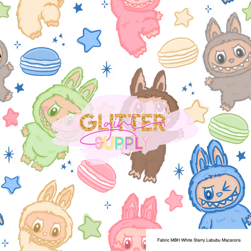 Fabric MBH White Starry Labubu Macarons