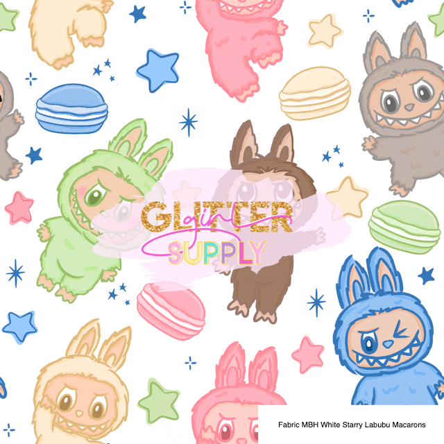 Fabric MBH White Starry Labubu Macarons