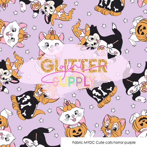 Fabric MYDC Cute cats horror purple