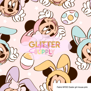 Fabric MYDC Easter girl mouse pink