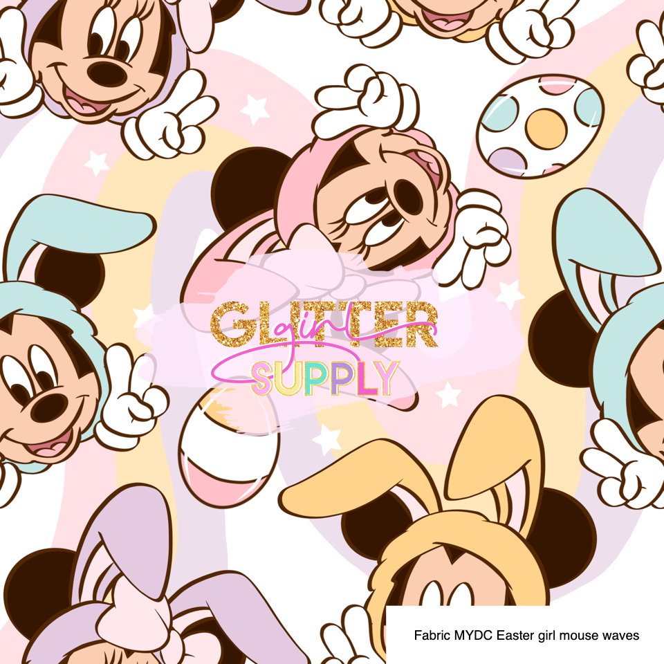 Fabric MYDC Easter girl mouse waves