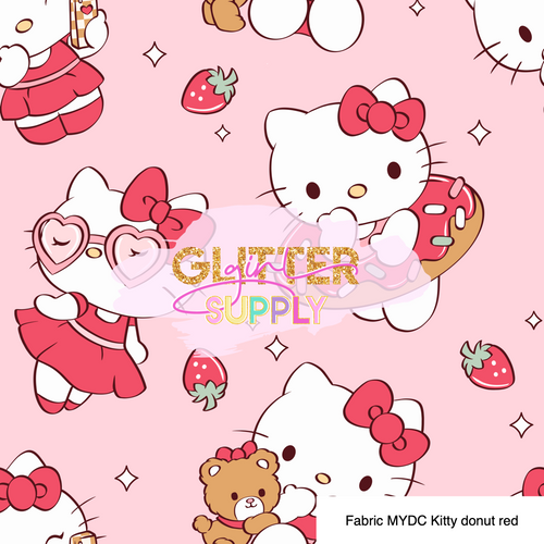 Fabric MYDC Kitty donut red