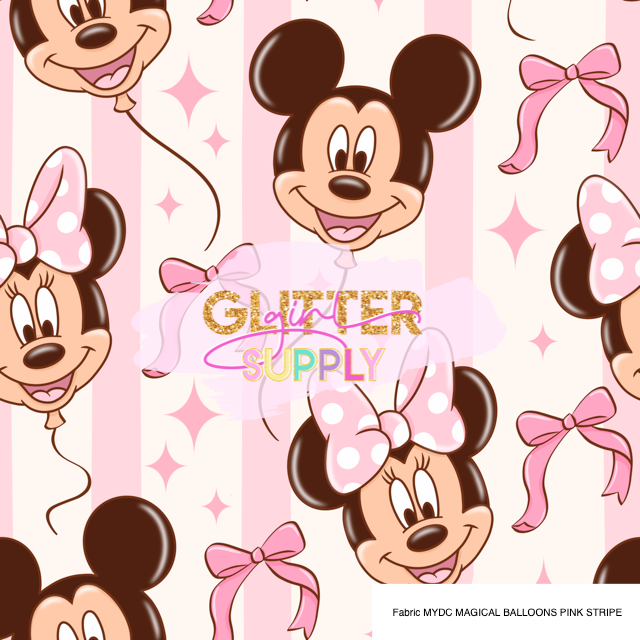 Fabric MYDC MAGICAL BALLOONS PINK STRIPE