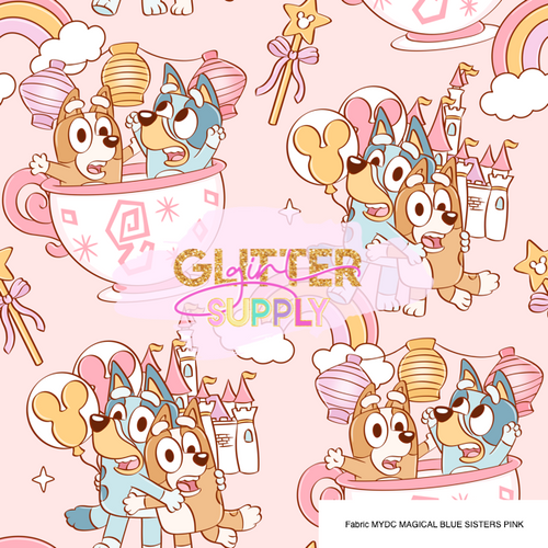 Fabric MYDC MAGICAL BLUE SISTERS PINK