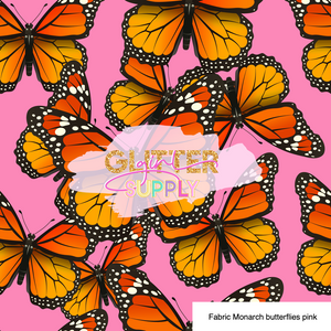 Fabric Monarch butterflies pink