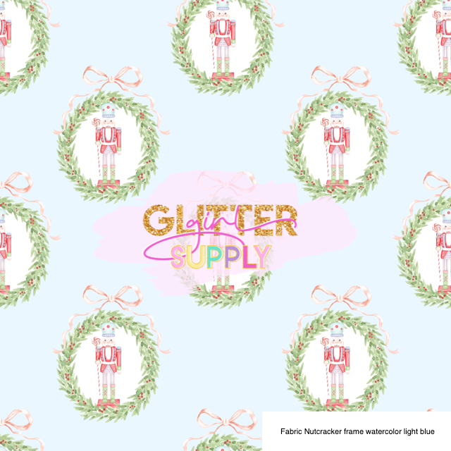 Fabric Nutcracker frame watercolor light blue