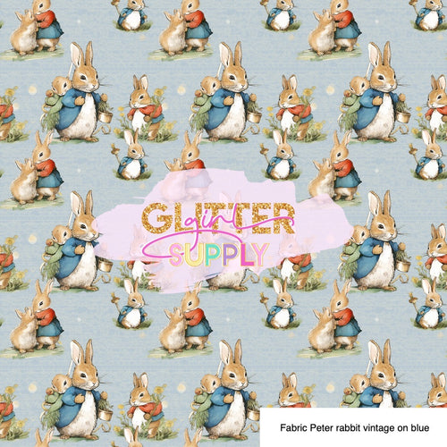 Fabric Peter rabbit vintage on blue