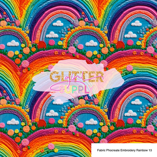 Fabric Phocreate Embroidery Rainbow 13