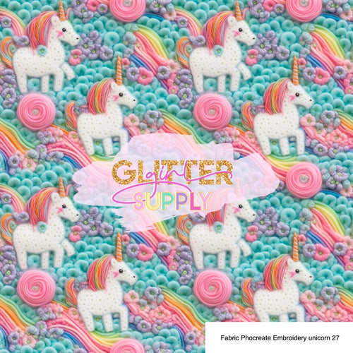 Fabric Phocreate Embroidery unicorn 27