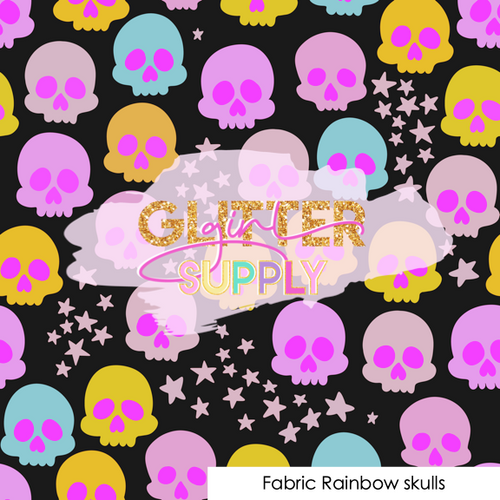 Fabric Rainbow skulls