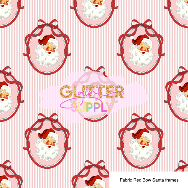 Fabric Red Bow Santa frames