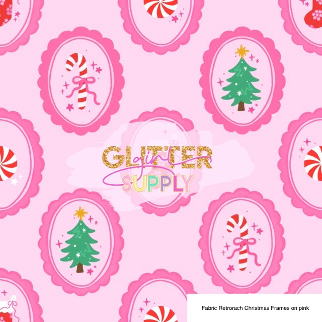 Fabric Retrorach Christmas Frames on pink