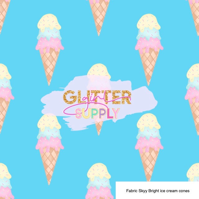 Fabric Skyy Bright ice cream cones