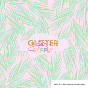 Fabric Skyy Bright pastel summer palm leaves