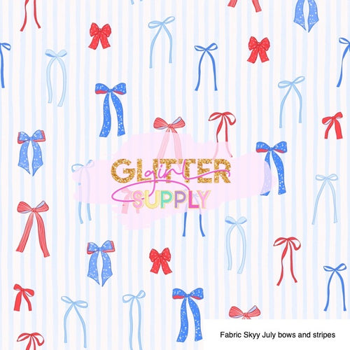 Fabric Skyy July bows and stripes