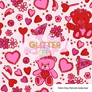 Fabric Skyy Red pink teddy bear