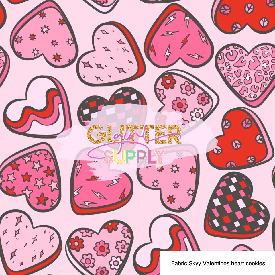 Fabric Skyy Valentines heart cookies