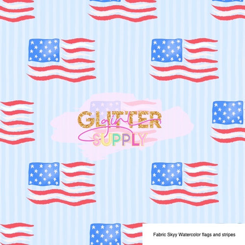 Fabric Skyy Watercolor flags and stripes