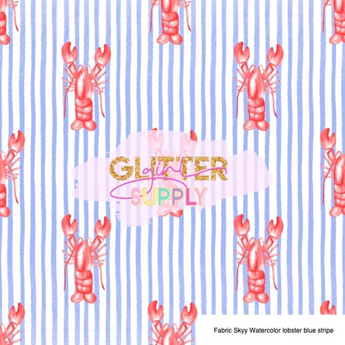 Fabric Skyy Watercolor lobster blue stripe