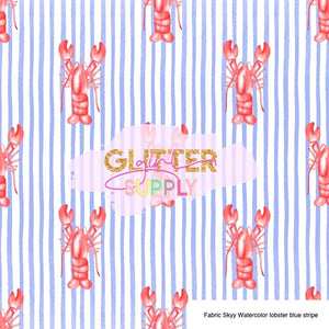 Fabric Skyy Watercolor lobster blue stripe