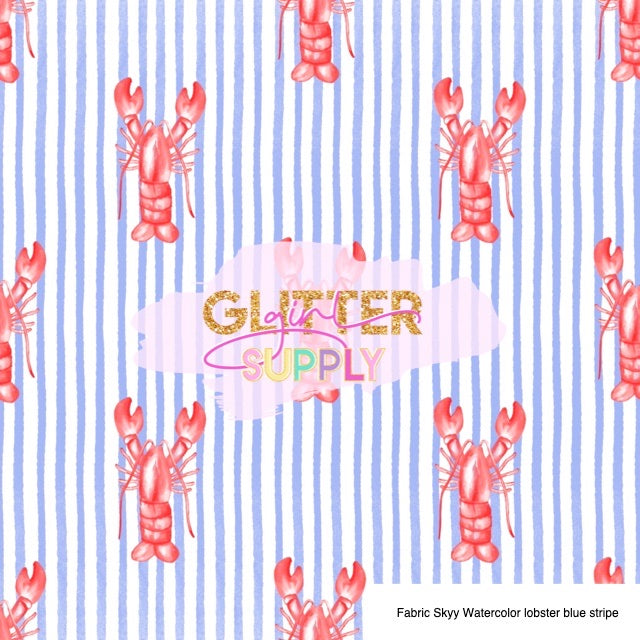 Fabric Skyy Watercolor lobster blue stripe