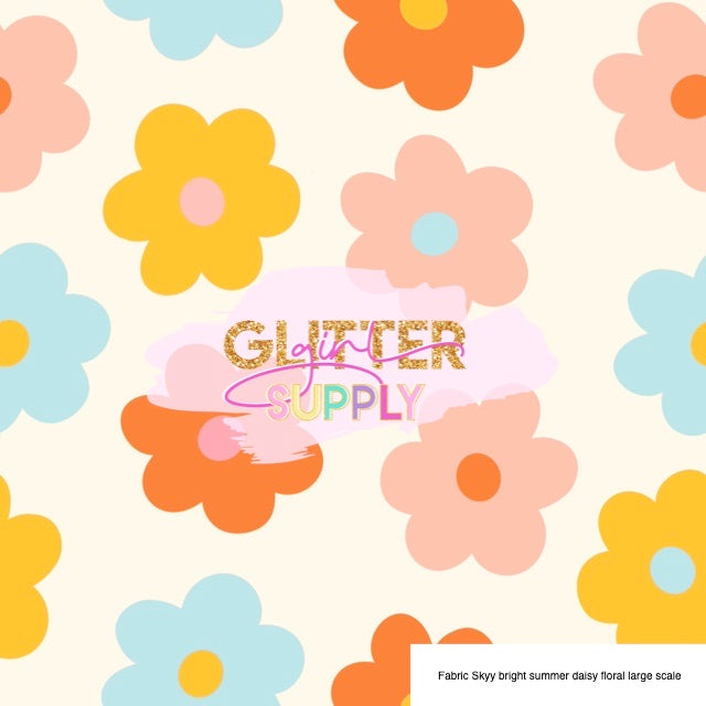 Fabric Skyy bright summer daisy floral large scale