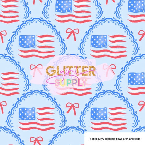 Fabric Skyy coquette bows arch and flags