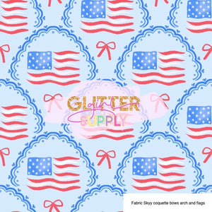 Fabric Skyy coquette bows arch and flags