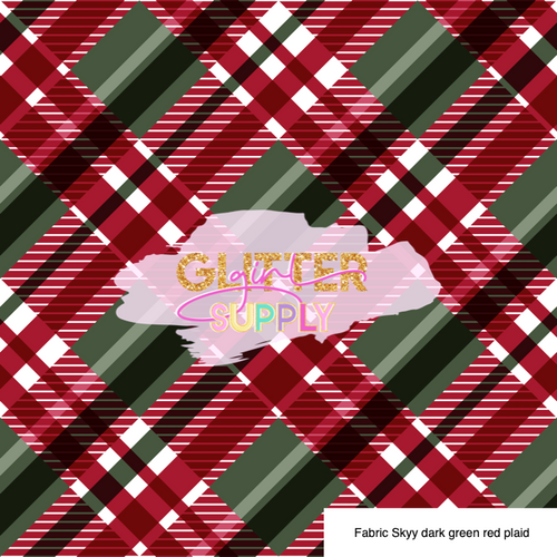 Fabric Skyy dark green red plaid